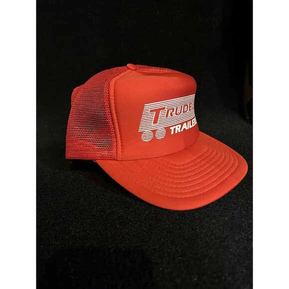 Vintage Trudell Trailers Red Snapback Hat/Cap Trucker Baseball - Picture 1 of 11